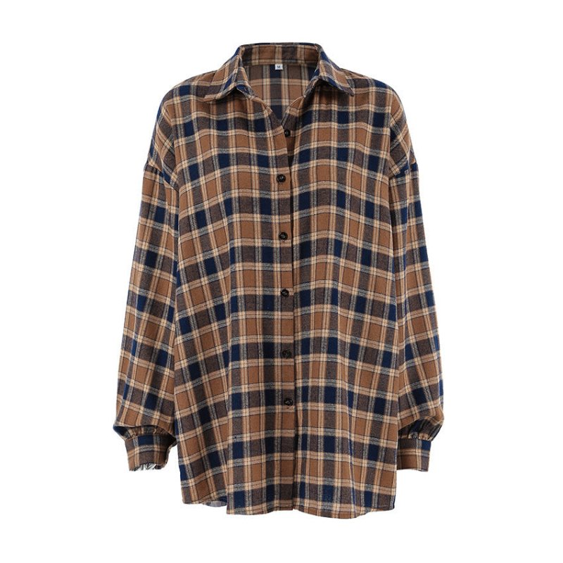 Fashion Plaid Shirt Loose Plaid $39.00 Dana Fashion Color: Plaid Size: L Women's clothing Product information: Color: Plaid Size: S,M,L Version: Loose Popular elements: Plaid Fabric name: Cotton Length: medium length (65cm Sleeve length: long sleeve Craft