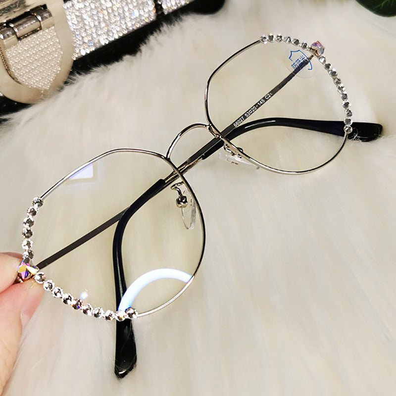 Fashion Radiation Protection Glasses For Men And Women $14.68 Dana Fashion Color: Silver wide frame Women's Accessories Product information: Frame material: metal frame Lens Material: Resin Style: full frame Style: Ladies Frame color: butterfly (gold wide