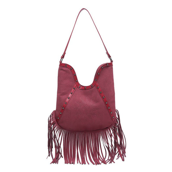 Fashion Rivet Shoulder Large-capacity Crossbody Bag $37.47 Dana Fashion Color: Black Women's Bags Product information: Color: black, green, red, brown Hardness: soft Material: PU Suitcase shape: Bucket Bag internal structure: zipper change bag Popular ele