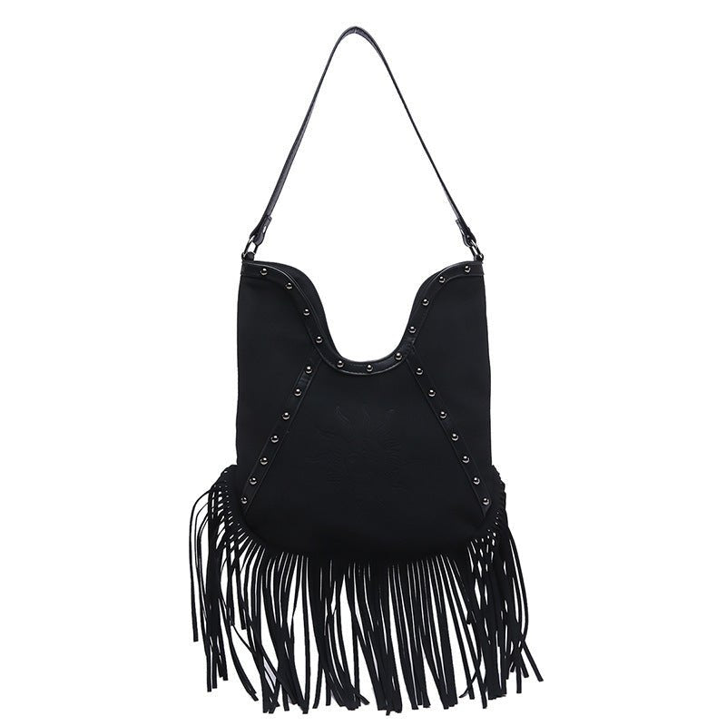 Fashion Rivet Shoulder Large-capacity Crossbody Bag $37.47 Dana Fashion Color: Black Women's Bags Product information: Color: black, green, red, brown Hardness: soft Material: PU Suitcase shape: Bucket Bag internal structure: zipper change bag Popular ele