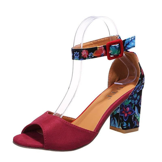 Fashion Sandals With Rubber Peep Toe Suede Buckle $34.50 Dana Fashion Color: Red Size: 35 Women's shoes Product information: Lining material: Pu Toe holder shape: Fish Mouth Color: yellow, red, black Shoe Upper material: Suede Size: 35,36,37,38,39,40,41,4