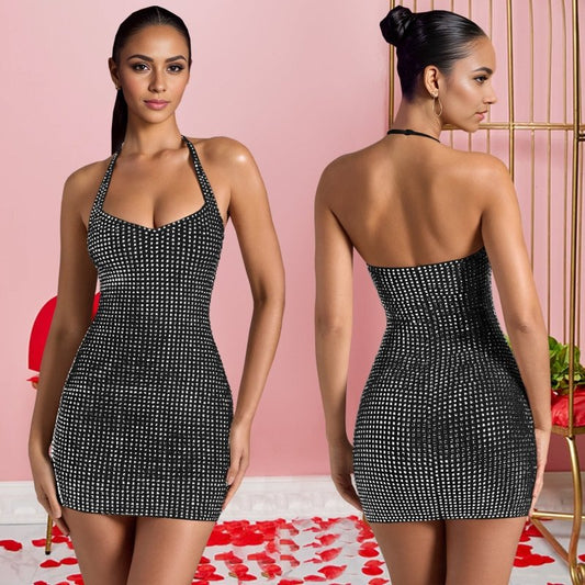 Fashion Sexy Halter Rhinestone Slim-fit Sheath Dress $53.50 Dana Fashion Color: Apricot Size: L Women's clothing Product information: Color: apricot,White Waist type: high waist Size: S,M,L,XL,XXL Sleeve type: sleeveless Main fabric composition: Polyester