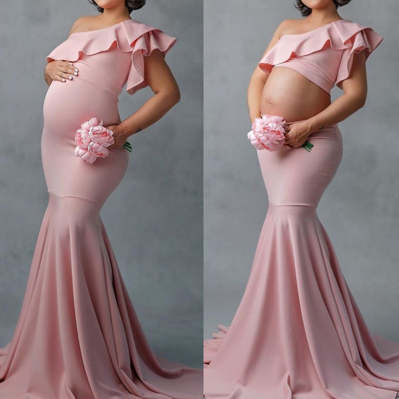 Fashion Sexy Slim Lace Strapless Sleeveless Long Dress For Pregnant Women $28.07 Dana Fashion Color: Pink Size: 2XL Baby & Mother Product information: Fabric name: polyester fiber Craft: collage/splicing Style: oblique shoulder Skirt length: long skirt Sk