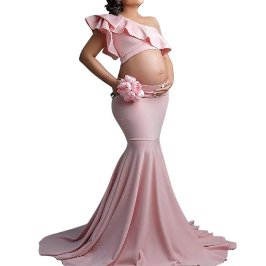 Fashion Sexy Slim Lace Strapless Sleeveless Long Dress For Pregnant Women $28.07 Dana Fashion Color: Pink Size: 2XL Baby & Mother Product information: Fabric name: polyester fiber Craft: collage/splicing Style: oblique shoulder Skirt length: long skirt Sk