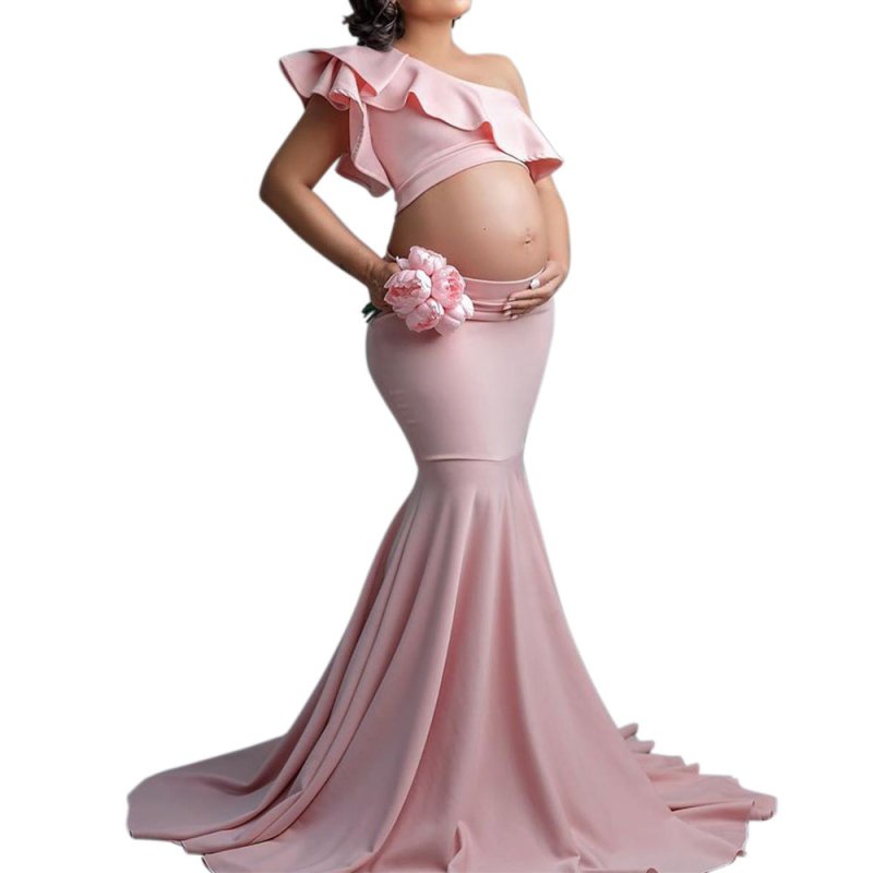 Fashion Sexy Slim Lace Strapless Sleeveless Long Dress For Pregnant Women $28.07 Dana Fashion Color: Pink Size: 2XL Baby & Mother Product information: Fabric name: polyester fiber Craft: collage/splicing Style: oblique shoulder Skirt length: long skirt Sk