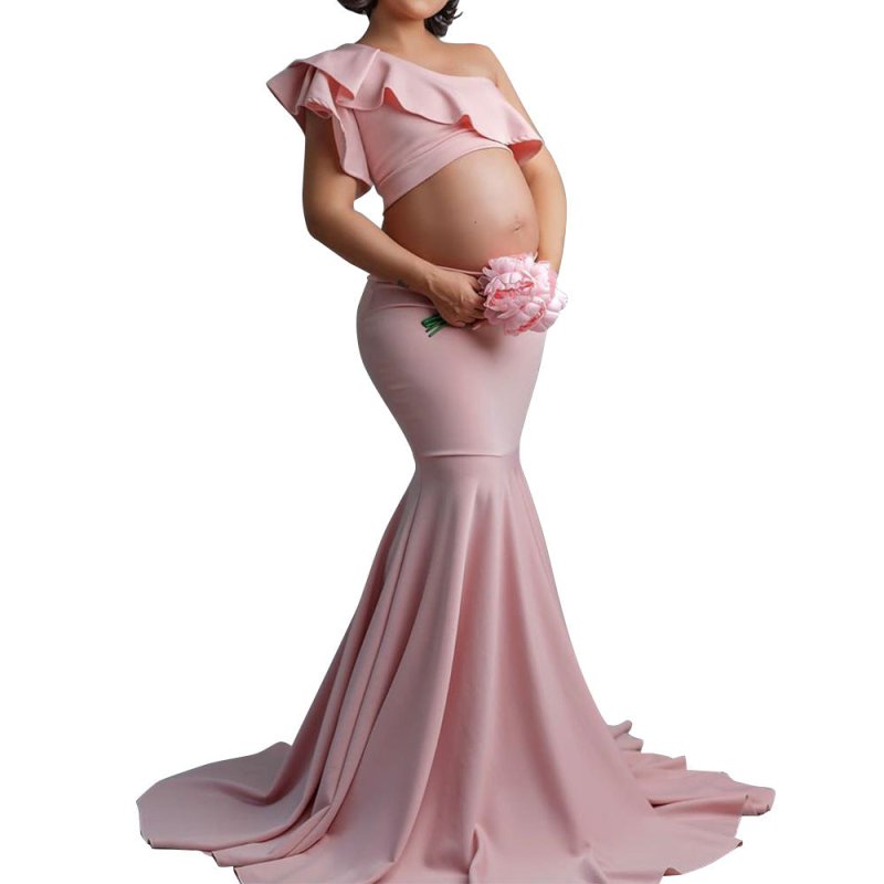 Fashion Sexy Slim Lace Strapless Sleeveless Long Dress For Pregnant Women $28.07 Dana Fashion Color: Pink Size: 2XL Baby & Mother Product information: Fabric name: polyester fiber Craft: collage/splicing Style: oblique shoulder Skirt length: long skirt Sk