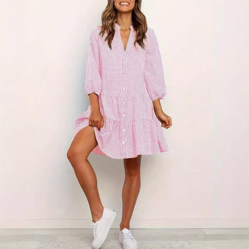 Fashion Simple Loose Plaid Dress Women $39.50 Dana Fashion Color: Black Size: L Women's clothing Product information: Pattern: Plaid Skirt type: A- line skirt Color: pink, black, sapphire blue Waist Type: Mid waist Size: S,M,L,XL,XXL Style type: temperame