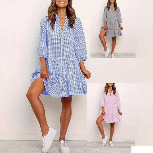 Fashion Simple Loose Plaid Dress Women $39.50 Dana Fashion Color: Black Size: L Women's clothing Product information: Pattern: Plaid Skirt type: A- line skirt Color: pink, black, sapphire blue Waist Type: Mid waist Size: S,M,L,XL,XXL Style type: temperame