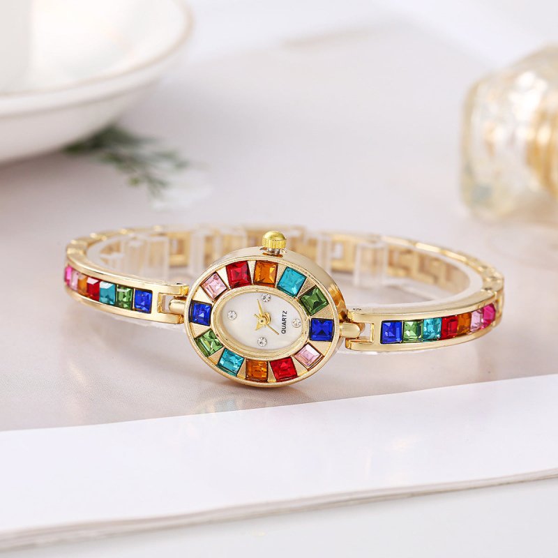 Fashion Small Oval Colorful Crystals Watch $14.82 Dana Fashion Color: Gold Women's Accessories Product information: Special function: Decoration Display type: pointer Style: Korean Waterproof: Not allowed Movement type: Quartz Thickness: 6.5mm Dial diamet