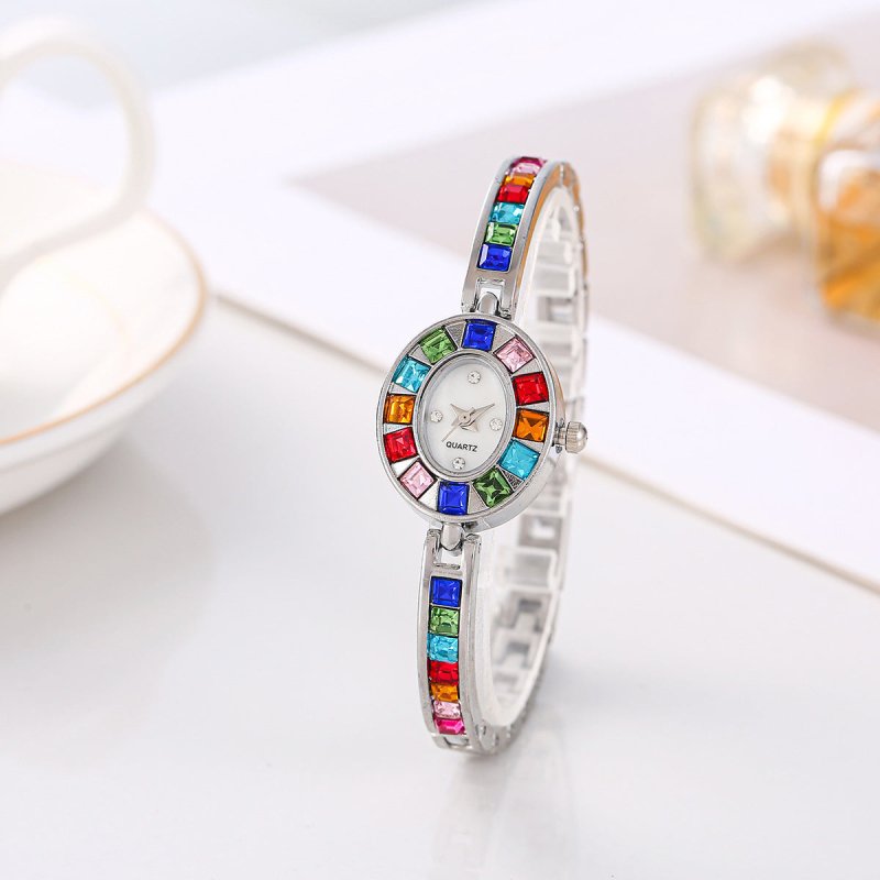 Fashion Small Oval Colorful Crystals Watch $14.82 Dana Fashion Color: Gold Women's Accessories Product information: Special function: Decoration Display type: pointer Style: Korean Waterproof: Not allowed Movement type: Quartz Thickness: 6.5mm Dial diamet