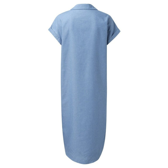 Fashion Solid Color Denim Short Sleeve Jumpsuit Slit Skirt $42.94 Dana Fashion Color: Picture Color Size: 2XL Women's clothing Product information: Pattern: solid color Skirt type: A- line skirt Color: Picture color Waist type: wide waist Size: S,M,L,XL,2