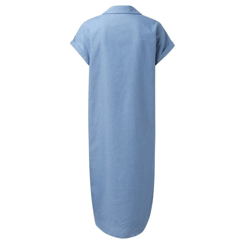 Fashion Solid Color Denim Short Sleeve Jumpsuit Slit Skirt $42.94 Dana Fashion Color: Picture Color Size: 2XL Women's clothing Product information: Pattern: solid color Skirt type: A- line skirt Color: Picture color Waist type: wide waist Size: S,M,L,XL,2