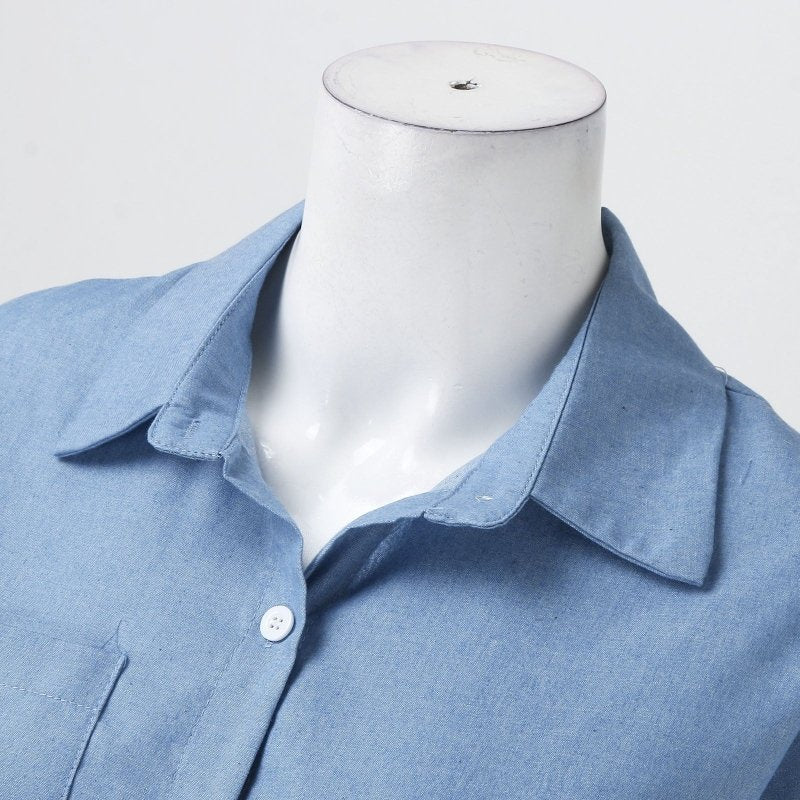Fashion Solid Color Denim Short Sleeve Jumpsuit Slit Skirt $42.94 Dana Fashion Color: Picture Color Size: 2XL Women's clothing Product information: Pattern: solid color Skirt type: A- line skirt Color: Picture color Waist type: wide waist Size: S,M,L,XL,2