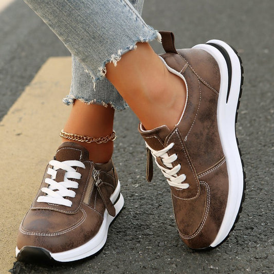 Fashion Solid Color Front Lace-up Women's Shoes $44.54 Dana Fashion Color: Brown Size: 36 Women's shoes Product information: Pattern: solid color Applicable sports: Universal Color: Brown 9925-9, gray 9925-8 Size: 36, 37, 38, 39, 40, 41, 42, 43 Style: Cas