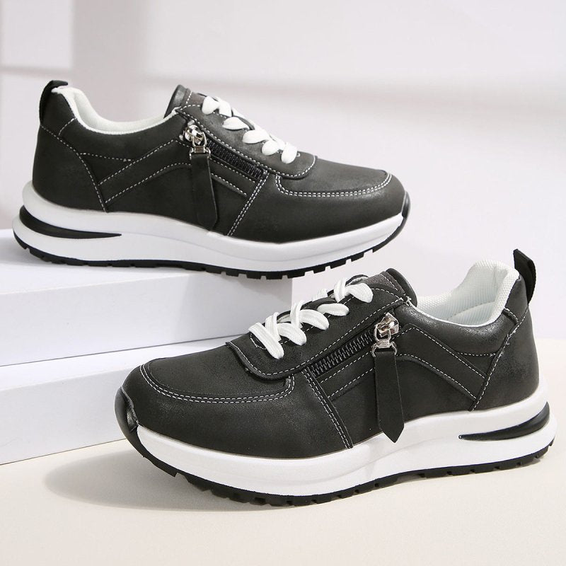 Fashion Solid Color Front Lace-up Women's Shoes $44.54 Dana Fashion Color: Gray Size: 36 Women's shoes Product information: Pattern: solid color Applicable sports: Universal Color: Brown 9925-9, gray 9925-8 Size: 36, 37, 38, 39, 40, 41, 42, 43 Style: Casu