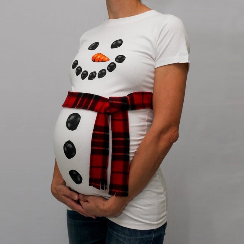 Fashion T-shirt maternity wear $20.83 Dana Fashion Color: Red Size: 3XL Style: Without scarf Baby & Mother Thickness: Thin Pattern: Cartoon Collar type: round collar Long sleeves: Short sleeves 1. Asian sizes are 1 to 2 sizes smaller than European and Ame