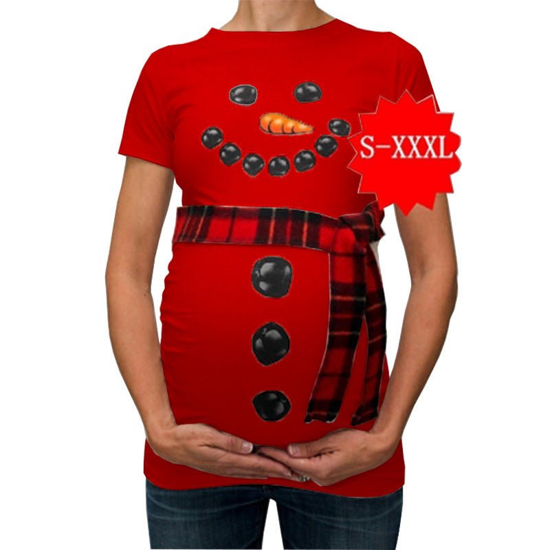 Fashion T-shirt maternity wear $20.83 Dana Fashion Color: Red Size: 3XL Style: Without scarf Baby & Mother Thickness: Thin Pattern: Cartoon Collar type: round collar Long sleeves: Short sleeves 1. Asian sizes are 1 to 2 sizes smaller than European and Ame