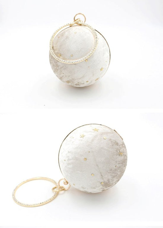 Fashion Temperament Starry Sky Ball Bag Suede Dinner Bag Evening Party $45.88 Dana Fashion Color: Black Size: Diameter 13cm Women's Bags Product information: Lining texture: Polyester Applicable scenarios: Daily matching Color: black, dark blue, milk tea
