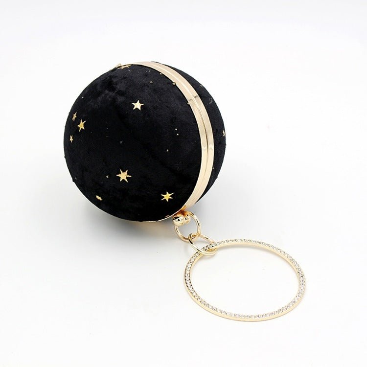 Fashion Temperament Starry Sky Ball Bag Suede Dinner Bag Evening Party $45.88 Dana Fashion Color: Black Size: Diameter 13cm Women's Bags Product information: Lining texture: Polyester Applicable scenarios: Daily matching Color: black, dark blue, milk tea