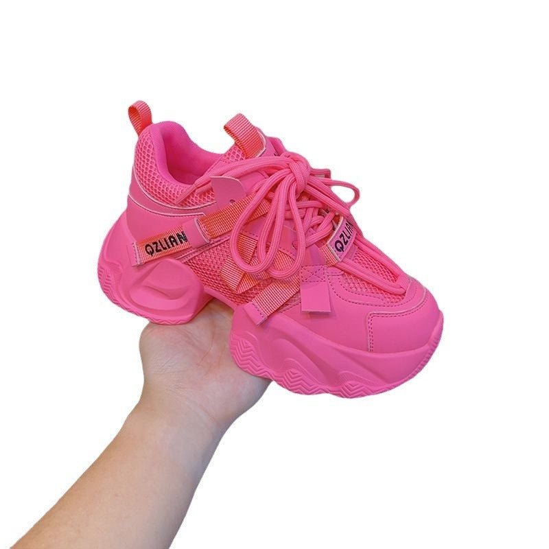 Fashion Thick Bottom Sneaker Women's All-match $40.97 Dana Fashion Color: Rose Red Size: 35 Women's shoes Product information: Pattern: solid color Applicable sports: Universal Lining material: Mesh Color: white, Rose Red, fluorescent yellow Upper height: