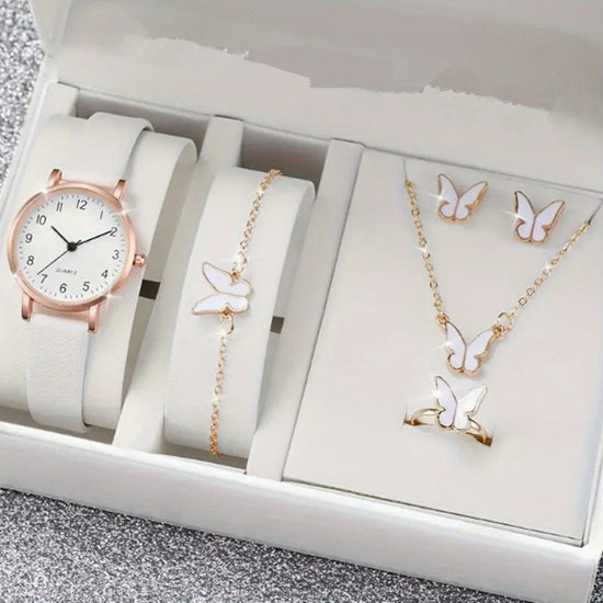 Fashion Watch Gift Suit Quartz Watch Necklace Bracelet Ring Stud Earrings $39.00 Dana Fashion Color: White Digit Watch Suit Women's Accessories Product information: Color ：Green Watch Suit, Black Watch Suit, Red Watch Suit, Black Watch Suit, Red Watch Sui