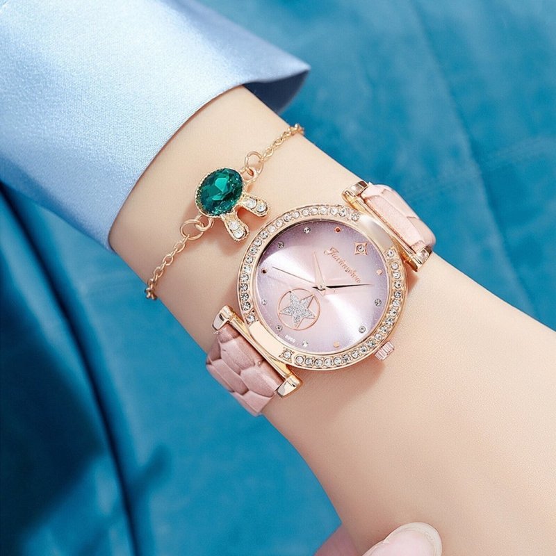 Fashion Watch Gift Suit Quartz Watch Necklace Bracelet Ring Stud Earrings $39.00 Dana Fashion Color: Watch Bracelet Set Women's Accessories Product information: Color ：Green Watch Suit, Black Watch Suit, Red Watch Suit, Black Watch Suit, Red Watch Suit, R