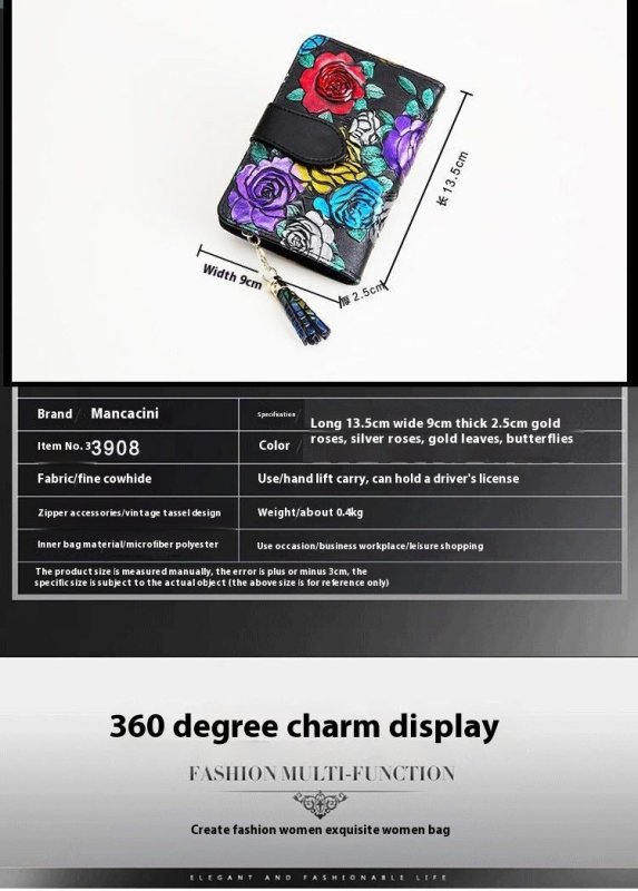 Fashion Women's Leather Wallet Short $39.00 Dana Fashion Color: Butterfly Women's Bags Product information: Pattern: Flowers Lining texture: Polyester Color: colorful rose, silver rose, gold leaf, butterfly Processing Method: soft surface Material: genuin