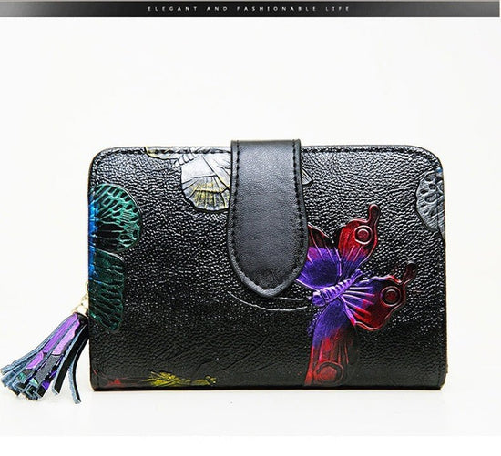 Fashion Women's Leather Wallet Short $39.00 Dana Fashion Color: Butterfly Women's Bags Product information: Pattern: Flowers Lining texture: Polyester Color: colorful rose, silver rose, gold leaf, butterfly Processing Method: soft surface Material: genuin