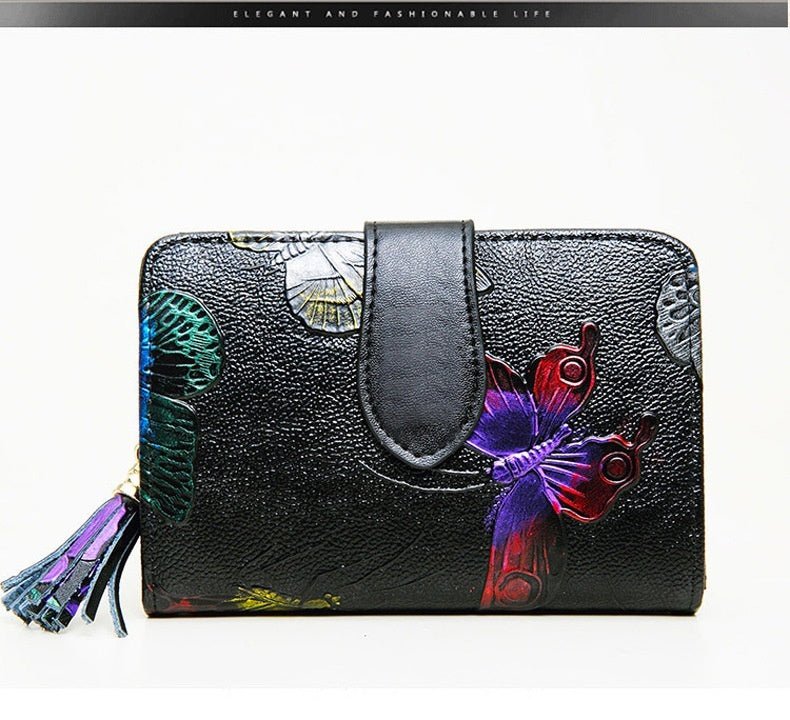 Fashion Women's Leather Wallet Short $39.00 Dana Fashion Color: Butterfly Women's Bags Product information: Pattern: Flowers Lining texture: Polyester Color: colorful rose, silver rose, gold leaf, butterfly Processing Method: soft surface Material: genuin