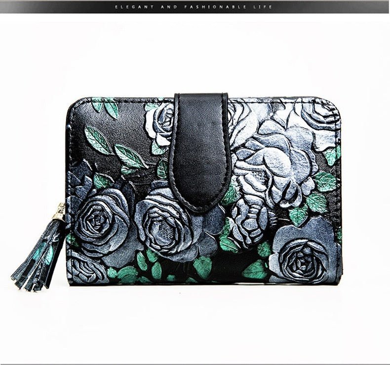 Fashion Women's Leather Wallet Short $39.00 Dana Fashion Color: Butterfly Women's Bags Product information: Pattern: Flowers Lining texture: Polyester Color: colorful rose, silver rose, gold leaf, butterfly Processing Method: soft surface Material: genuin