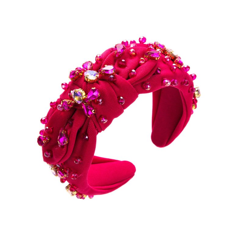 Fashionable All-match Diamond-embedded High-grade Headband Elegant Wide-brimmed Knotted $21.83 Dana Fashion Color: Blue Women's Accessories Product information: Treatment Process: Diamond Color: Rose Red, blue, green, pink Applicable people: women Materia
