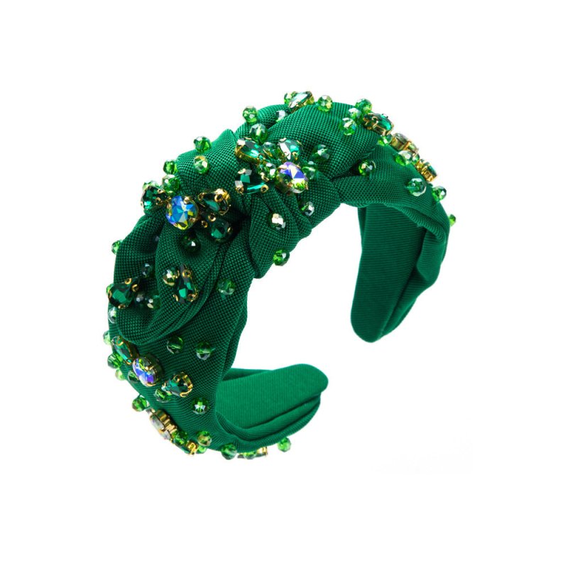 Fashionable All-match Diamond-embedded High-grade Headband Elegant Wide-brimmed Knotted $21.83 Dana Fashion Color: Green Women's Accessories Product information: Treatment Process: Diamond Color: Rose Red, blue, green, pink Applicable people: women Materi