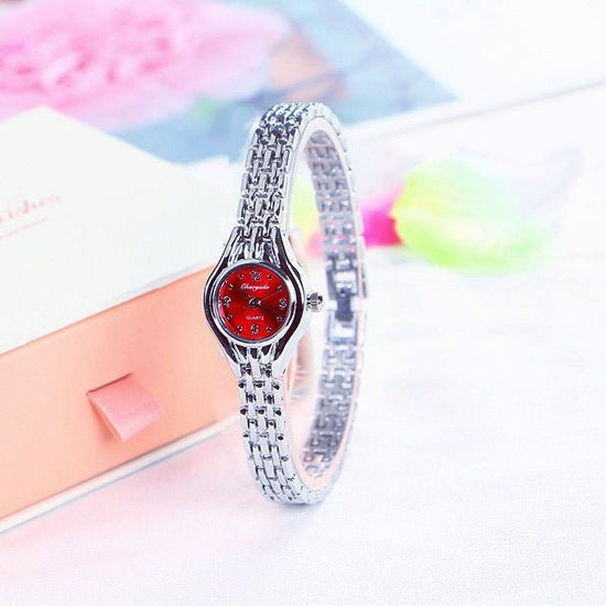 Fashionable All-match Women's Watch $18.50 Dana Fashion Color: Silver Red Women's Accessories Product information: Color: silver, gold powder, silver pink, silver blue, gold white, silver green, silver red, silver purple, silver black, gold Thickness: 10m