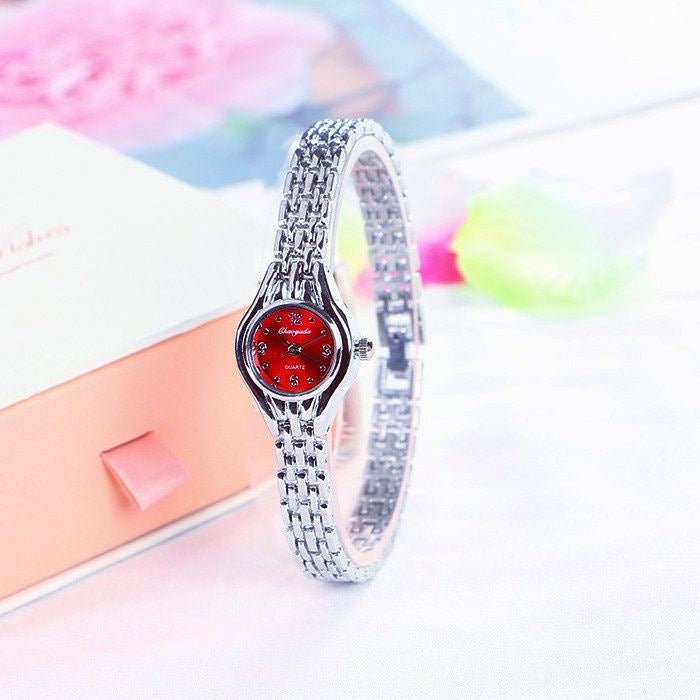 Fashionable All-match Women's Watch $18.50 Dana Fashion Color: Silver Red Women's Accessories Product information: Color: silver, gold powder, silver pink, silver blue, gold white, silver green, silver red, silver purple, silver black, gold Thickness: 10m