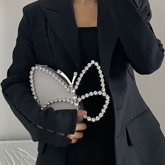 Fashionable Butterfly Clutch With Diamonds Diamond Dinner Bag Clutch $89.18 Dana Fashion Color: Black Women's Bags Product information: The butterfly symbolizes freedom and beauty. After breaking out of the cocoon, it becomes a butterfly, which means a ki