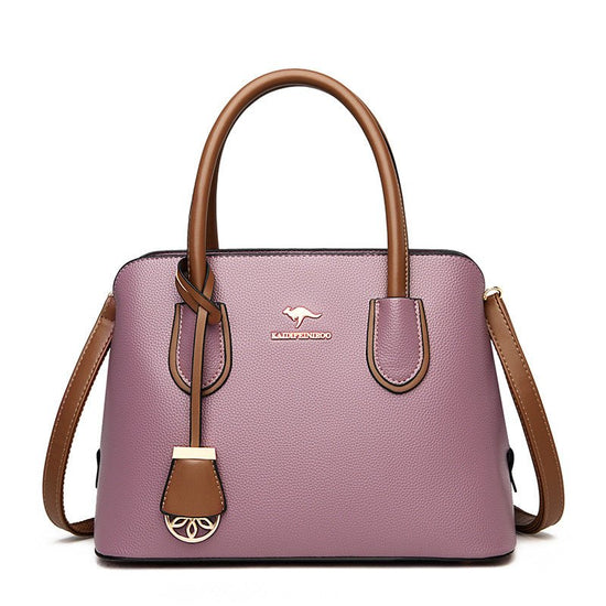 Fashionable Large-capacity High-end Women's Handbag $65.99 Dana Fashion Color: Purple Women's Bags Product information: Color: black, wine red, tawny, khaki, purple, green Hardness: soft Material: PU Popular elements: Letters Style: European and American