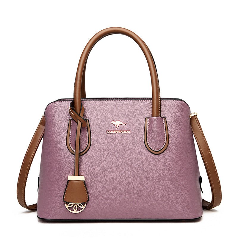 Fashionable Large-capacity High-end Women's Handbag $65.99 Dana Fashion Color: Purple Women's Bags Product information: Color: black, wine red, tawny, khaki, purple, green Hardness: soft Material: PU Popular elements: Letters Style: European and American