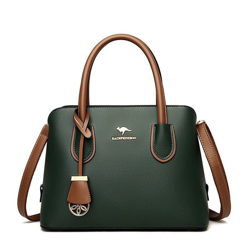 Fashionable Large-capacity High-end Women's Handbag $65.99 Dana Fashion Color: Green Women's Bags Product information: Color: black, wine red, tawny, khaki, purple, green Hardness: soft Material: PU Popular elements: Letters Style: European and American R