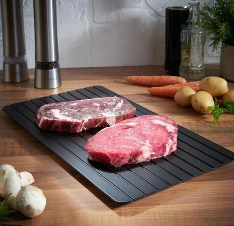 Fast Defrosting Tray Thaw Kitchen Quick Aluminum Thaw Plate $21.53 Dana Fashion Size: 1 style quantity: 1pc Dana's Kitchen Overview: No need to wonder how to defrost your food in minutes any longer! Imperial Home Quick Defrosting Tray lets you thaw your f