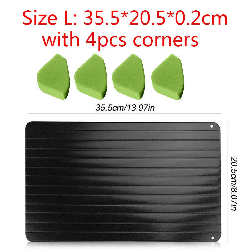 Fast Defrosting Tray Thaw Kitchen Quick Aluminum Thaw Plate $48.16 Dana Fashion Size: 355X205mm quantity: With 4 feet Dana's Kitchen Overview: No need to wonder how to defrost your food in minutes any longer! Imperial Home Quick Defrosting Tray lets you t