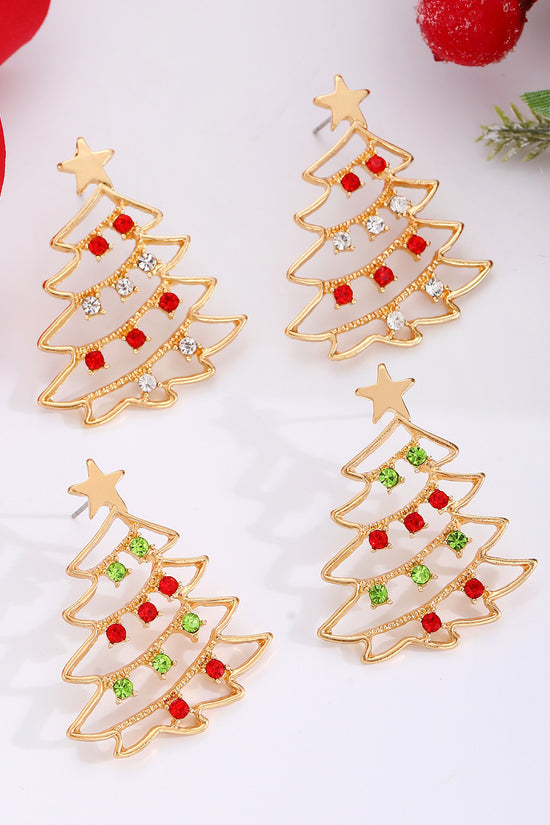 Christmas Earrings With Christmas Tree Colorful Zircon Christmas Tree Earrings  For Women Personality Earrings Party Jewelry Christmas Gift