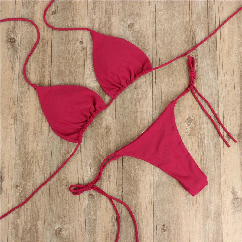 Halter Neck Tie Bikini Ladies Split Tie Swimsuit - DanaFashionstore
