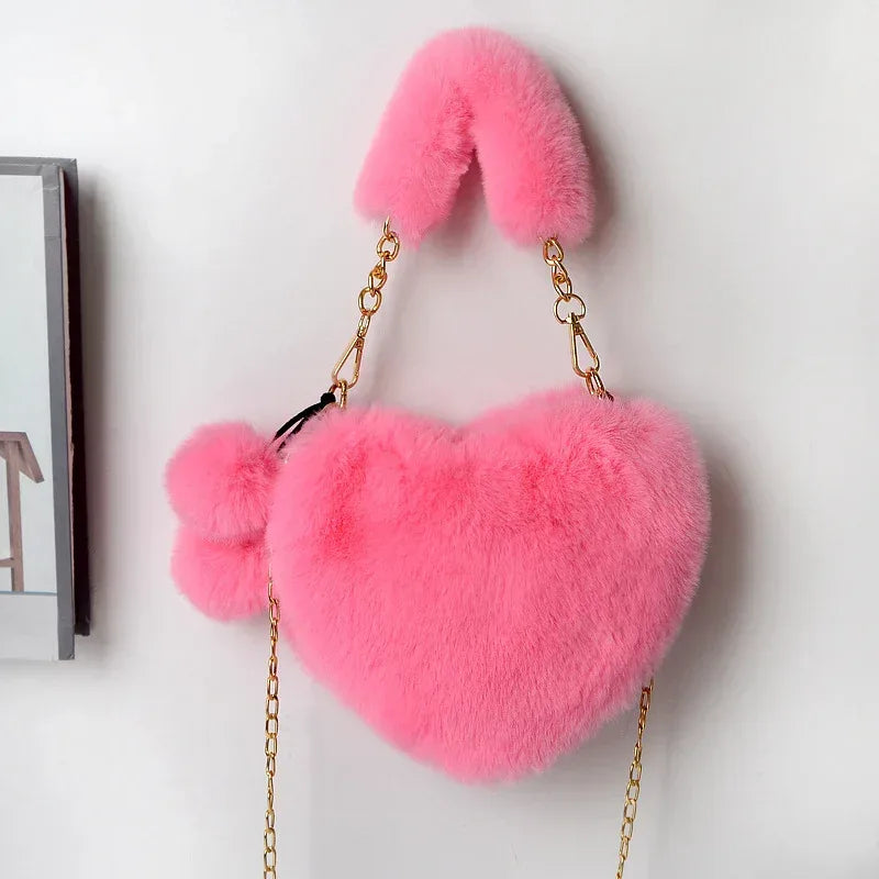 Love Bags Soft Plush Handbags Women Valentine's Day Party Bag - DanaFashionstore