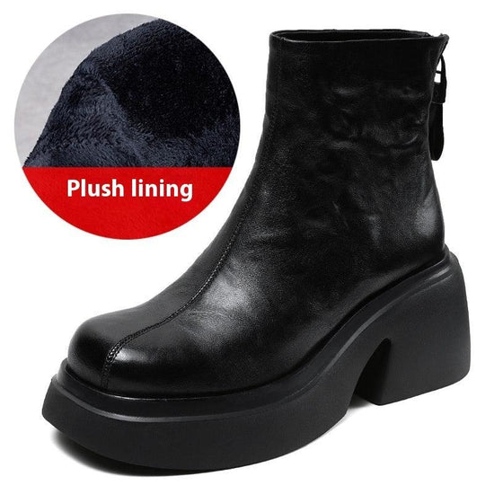 Autumn And Winter New Thick Bottom Chunky Heel Women's Ankle Boots - DanaFashionstore