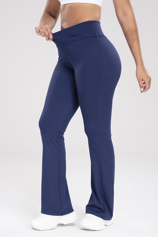 Cross Waist Side Pocket Leisure Sports Bell-bottom Pants Slim Fit Yoga Pants Women