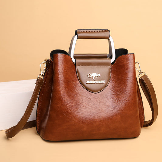 Large Capacity Totes Middle-aged High-grade Soft Leather Shoulder - Dana Fashion