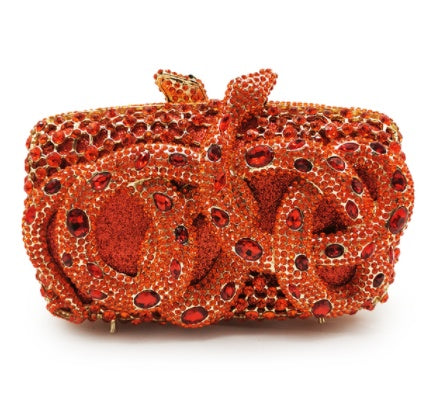 Python Diamond-studded Dinner Bag Magnetic Clasp Chain Clutch - Dana Fashion