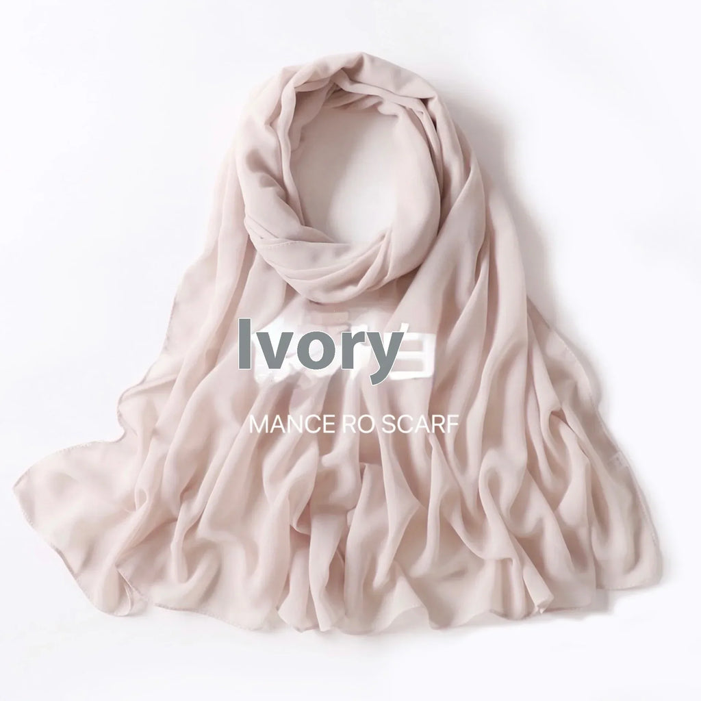 Pure Color Pearl Chiffon Scarf Headcloth Veil Chiffon Scarf - DanaFashionstore