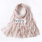 Pure Color Pearl Chiffon Scarf Headcloth Veil Chiffon Scarf - DanaFashionstore