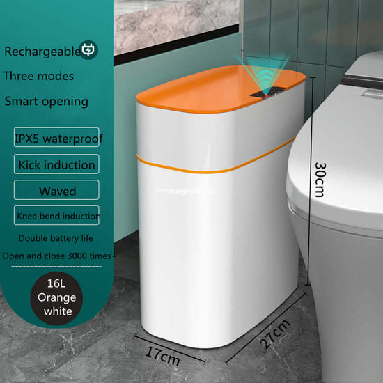 Smart Trash Can With Lid For Bedroom And Living Room Kitchen Storage Box Trash Can Induction Small Car Box Automatic Smart Dustbin Smart Trash Bin $105.04 Dana Fashion Color: Orange style: 16L Toys & Hobbies Summary: It senses people approaching and opens